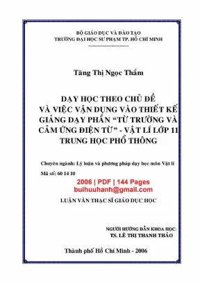 Luận văn thạc sĩ giáo dục học dạy học theo chủ đề và việc vận dụng vào thiết kế giảng dạy phần