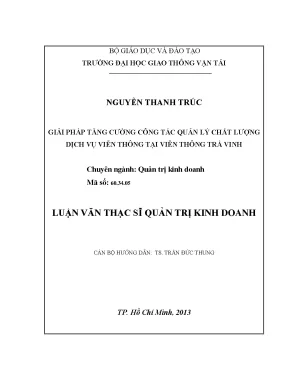 Giải pháp tăng cường công tác quản lý chất lượng dịch vụ viễn thông tại viễn thông trà vinh luận văn thạc sỹ quản trị kinh doanh