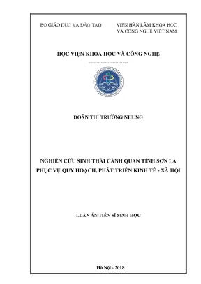 Luận án tiến sĩ sinh học nghiên cứu sinh thái cảnh quan tỉnh sơn la phục vụ quy hoạch phát triển kinh tế xã hội