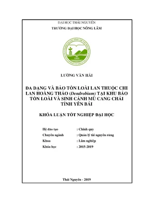 Luận văn đa dạng và bảo tồn loài lan chi lan hoàng thảo dendrobium tại khu bảo tồn loài và sinh cảnh mù cang chải tỉnh yên bái