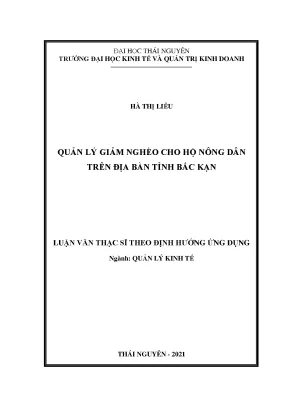 Luận văn thạc sĩ quản lý giảm nghèo cho hộ nông dân trên địa bàn tỉnh bắc kạn