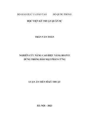 Luận án tiến sĩ nghiên cứu nâng cao hiệu năng ro puf dùng trong bảo mật phần cứng