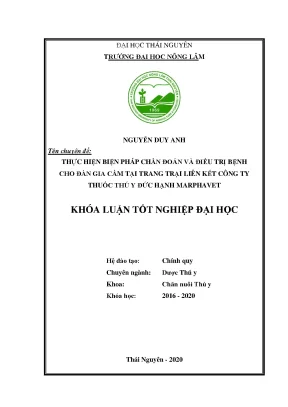 Luận văn thực hiện biện pháp chẩn đoán và điều trị bệnh cho đàn gia cầm tại trang trại liên kết với công ty thuốc thú y đức hạnh marphavet