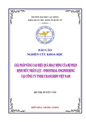 Luận văn một số giải pháp nâng cao hiệu quả hoạt động của bộ phận định mức nhân lực industrial engineering tại công ty tnhh changshin việt nam