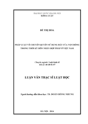 Luận văn thạc sĩ pháp luật về chuyển quyền sử dụng đất của vợ chồng trong thời kỳ hôn nhân hợp pháp ở việt nam