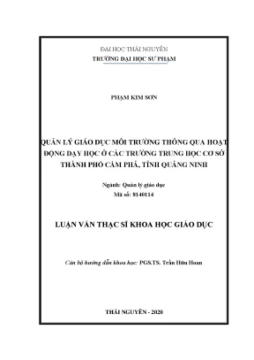 Luận văn thạc sĩ quản lý giáo dục môi trường thông qua hoạt động dạy học ở các trường trung học cơ sở thành phố cẩm phả tỉnh quảng ninh