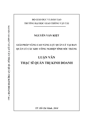 Giải pháp nâng cao năng lực quản lý tại ban quản lý các khu công nghiệp tỉnh sóc trăng luận văn thạc sỹ quản trị kinh doanh