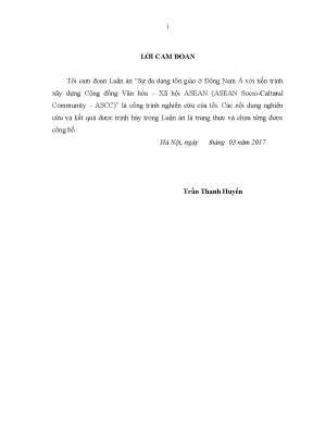 Luận án tiến sĩ quan hệ quốc tế sự đa dạng tôn giáo ở đông nam á đối với tiến trình xây dựng cộng đồng văn hóa xã hội asean ascc quan hệ quốc tế