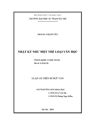 Luận án tiến sĩ nhật kí như một thể loại văn học