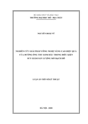 Luận án tiến sĩ nghiên cứu giải pháp công nghệ nâng cao hiệu quả của đường ống thu gom dầu trong điều kiện suy giảm sản lượng mỏ bạch hổ