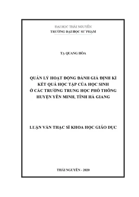 Luận văn thạc sĩ quản lý hoạt động đánh giá định kì kết quả học tập của học sinh ở các trường trung học phổ thông huyện yên minh tỉnh hà giang