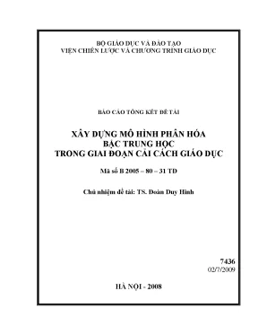 Luận văn xây dựng mô hình phân hoá bậc trung học trong giai đoạn cải cách giáo dục