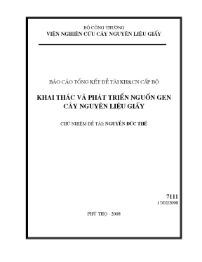 Luận văn khai thác và phát triển nguồn gen cây nguyên liệu giấy