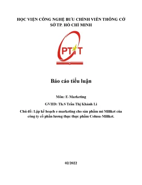 Luận văn thạc sĩ lập kế hoạch e marketing cho sản phẩm mì miliket của công ty cổ phần lương thực thực phẩm colusa miliket