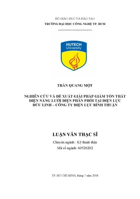 Luận văn thạc sĩ nghiên cứu và đề xuất các giải pháp giảm tổn thất điện năng lưới điện phân phối điện lực đức linh công ty điện lực bình thuận