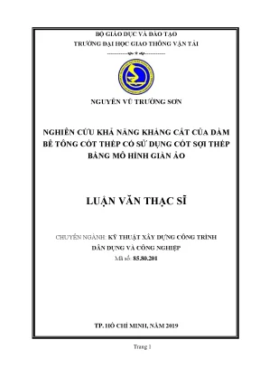 Nghiên cứu khả năng kháng cắt của dầm bê tông cốt thép có sử dụng cốt sợi thép bằng mô hình dàn ảo luận văn thạc sĩ chuyên ngành xây dựng công trình dân dụng và công nghiệp