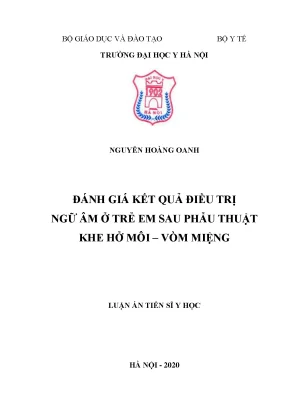 Luận án tiến sĩ đánh giá kết quả điều trị ngữ âm ở trẻ em sau phẫu thuật khe hở môi vòm miệng