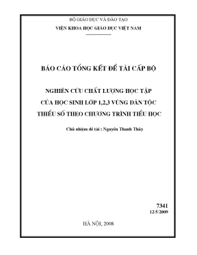 Luận văn nghiên cứu chất lượng học tập của học sinh lớp 1 2 3 vùng dân tọc thiểu số theo chuơng trình tiểu học