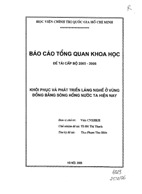 Luận văn khôi phục và phát triển làng nghề ở vùng đồng bằng sông hồng nước ta hiện nay