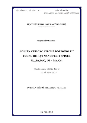 Luận án tiến sĩ nghiên cứu các cơ chế đốt nóng từ trong hệ hạt nano ferit spinel m1xznxfe2o4 m mn co