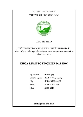 Luận văn thực trạng và giải pháp nhằm chuyển dịch cơ cấu cây trồng trên địa bàn xã bum nưa huyện mường tè tỉnh lai châu