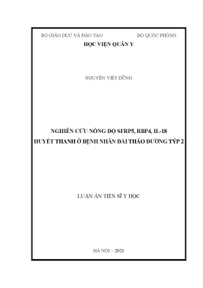 Luận án tiến sĩ nghiên cứu nồng độ serp5 rbp4 il 18 huyết thanh ở bệnh nhân đái tháo đường týp 2