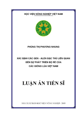 Luận án tiến sĩ nông nghiệp xác định các gen alen đặc thù liên quan đến sự phát triển bộ rễ của các giống lúa việt nam