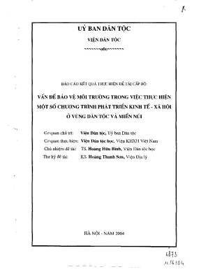 Luận văn vấn đề bảo vệ môi trường trong việc thực hiện một số chương trình phát triển kinh tế xã hội ở vùng dân tộc và miền núi