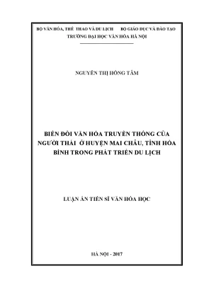 Luận án tiến sĩ biến đổi văn hóa truyền thống của người thái ở huyện mai châu tỉnh hòa bình trong phát triển du lịch