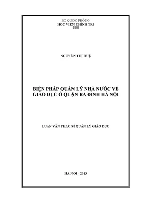 Luận văn thạc sĩ biện pháp quản lý nhà nước về giáo dục ở quận ba đình hà nội
