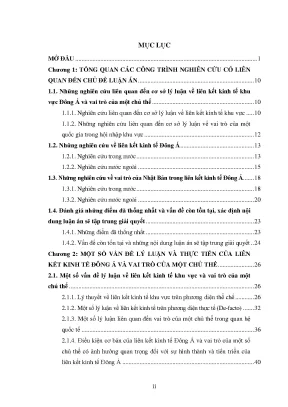 Luận án tiến sĩ kinh tế vai trò của nhật bản trong tiến trình liên kết kinh tế đông á