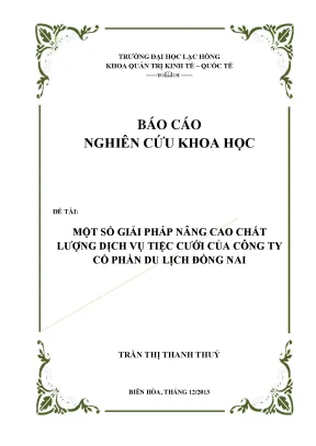 Luận văn một số giải pháp nâng cao chất lượng dịch vụ tiệc cưới của công ty cổ phần du lịch đồng nai