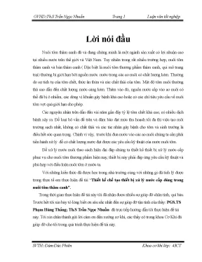 Luận văn thiết kế chế tạo thiết bị xử lý nước cấp dùng trong nuôi tôm thâm canh