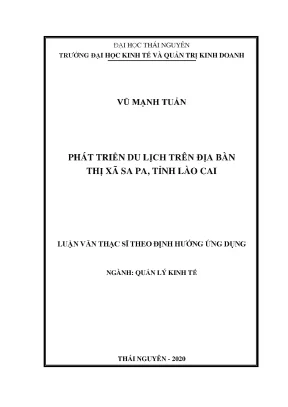 Luận văn thạc sĩ phát triển du lịch trên địa bàn thị xã sa pa tỉnh lào cai