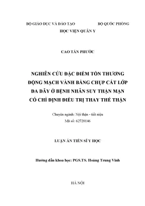 Luận án tiến sĩ nghiên cứu đặc điển tổn thương động mạch vành bằng chụp cắt lớp đa dãy ở bệnh nhân suy thận mạn có chỉ định điều trị thay thế thận