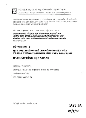 Luận văn quy hoạch tổng thể cụm công nghiệp vừa và nhỏ ở nông thôn điển hình trên toàn quốc