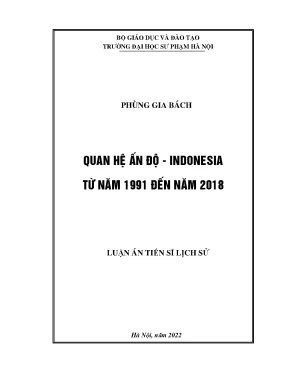 Luận án tiến sĩ quan hệ ấn độ indonesia từ năm 1991 đến năm 2018