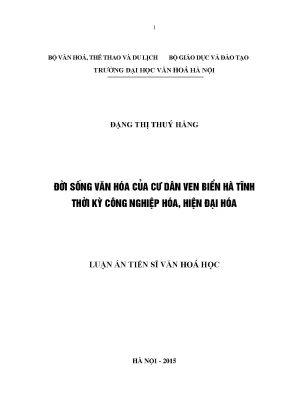 Luận án tiến sĩ đời sống văn hóa của cư dân ven biển hà tĩnh thời kỳ công nghiệp hóa hiện đại hóa