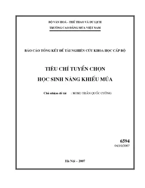 Luận văn tiêu chí tuyển chọn học sinh năng khiếu múa