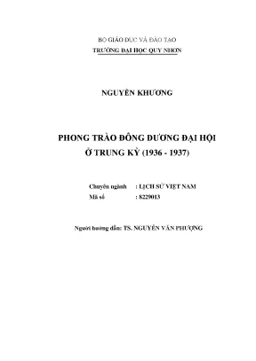 Luận văn thạc sĩ phong trào đông dương đại hội ở trung kỳ 1936 1937