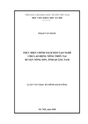 Luận văn thạc sĩ thực thi chính sách đào tạo nghề cho lao động nông thôn tại huyện nông sơn tỉnh quảng nam