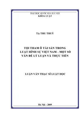 Luận văn thạc sĩ tội tham ô tài sản trong luật hình sự việt nam một số vấn đề lý luận và thực tiễn