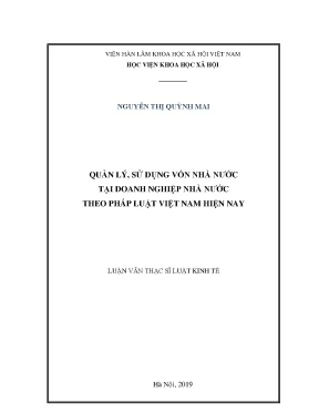 Luận văn thạc sĩ pháp luật doanh nghiệp quản lý sử dụng vốn nhà nước tại doanh nghiệp nhà nước theo pháp luật việt nam hiện nay