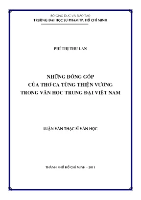Luận văn thạc sĩ những đóng góp của thơ ca tùng thiện vương trong văn học trung đại việt nam