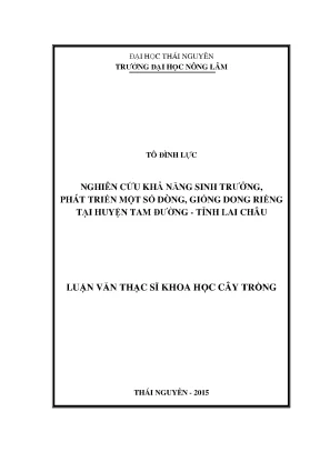 Luận văn thạc sĩ nghiên cứu khả năng sinh trưởng phát triển một số dòng giống dong riềng tại huyện tam đường tỉnh lai châu