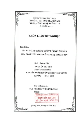 0050 xây dựng hệ thống quản lý chuyên môn của giáo viên khoa công nghệ thông tin nguyễn thị thu luận văn đh quảng nam