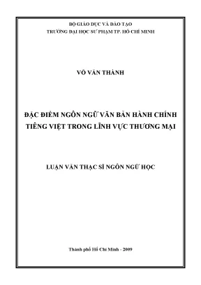 Luận văn thạc sĩ đặc điểm ngôn ngữ văn bản hành chính tiêng việt trong lĩnh vực thương mại