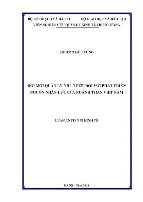 Luận án tiến sĩ đổi mới quản lý nhà nước đối với phát triển nguồn nhân lực của ngành than việt nam