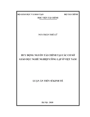 Luận án tiến sĩ huy động nguồn tài chính tại các cơ sở giáo dục nghề nghiệp công lập ở việt nam