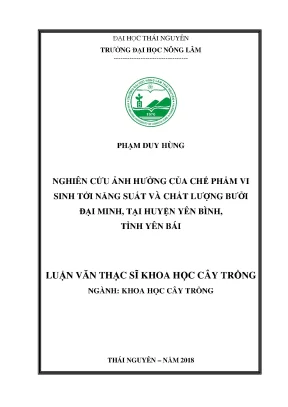 Luận văn thạc sĩ nghiên cứu ảnh hưởng của chế phẩm vi sinh tới năng suất và chất lượng bưởi đại minh tại huyện yên bình tỉnh yên bái